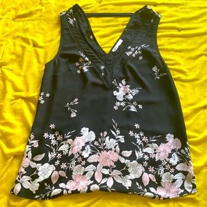 DR/2 Black and Pink Floral Blouse with Lace. Size S 🌸🌚